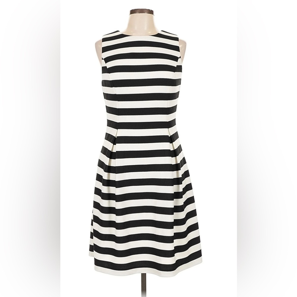 Eliza J Black and White Striped Midi Dress